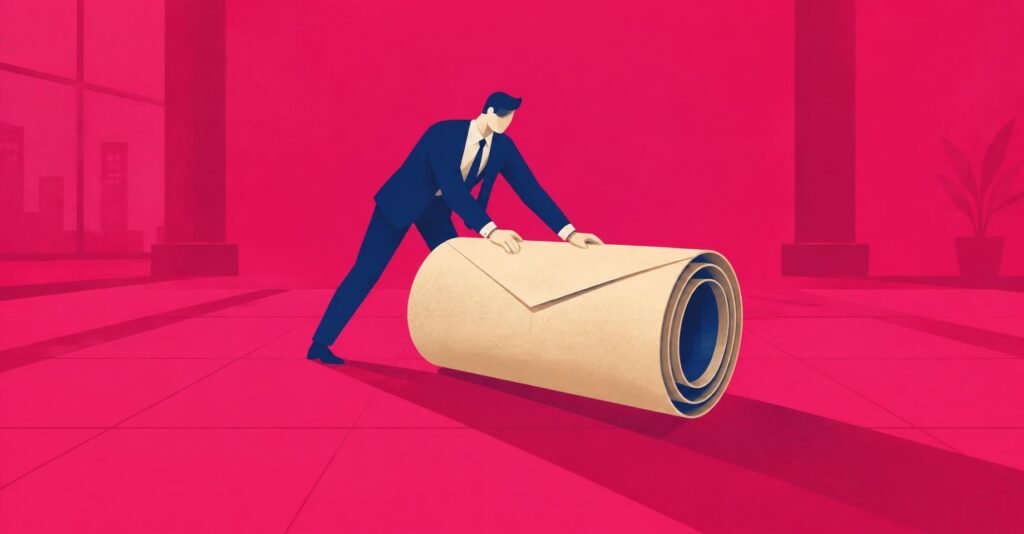 Ilustração de uma pessoa pescando um envelope de dinheiro, representando a restituição do imposto de renda 2026